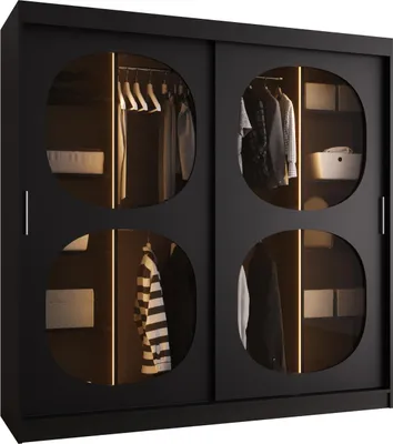 Produktbild von MEBLE KRYSPOL Kleiderschrank mit Glas 200 x 200 x 62 cm BAHRAJN 2, Schwarz