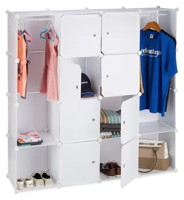 Image de Armoire modulable penderie à compartiments - 12 compartiments - Blanc - Plastique