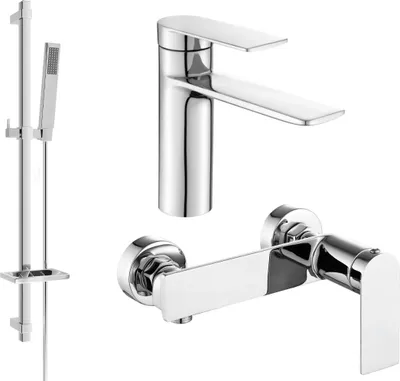 Image de Zero SET Mélangeur lavabo + bain avec accessoires DQ02, chromé (71104DQ02-00)