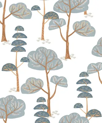 Produktbild von Masureel Tapete bewaldete Landschaft Blau - 631850 - 53 cm x 10.05 m