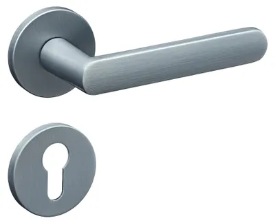 Türklinken-Set, Zinklegierung, Chrom matt, PZ-Profilzylinder