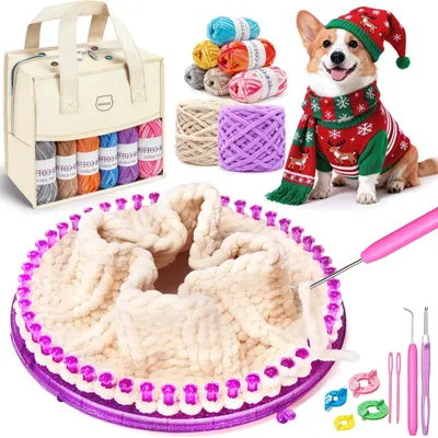Image de Kit de tricot complet pour bonnet et écharpe - 96 pièces