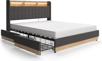 Image de Lit rembourré Vitalispa Nura Anthracite 160x200 cm avec matelas, Model 51958