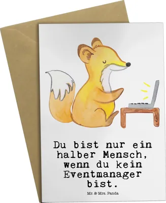 Produktbild von Mr. & Mrs. Panda Grußkarte Eventmanager Herz - Weiß - Geschenk, Spruch, babykarte, Witzig, Lustig, weihnachtskarten, Beruf, Beileidskarte, osterkarten, genesungskarte