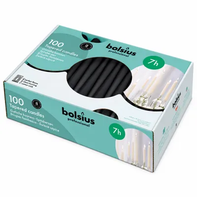 Produktbild von Bolsius | 100 x Gothic Black Dinnerkerzen 240/23 (7 Stunden) | 2 Stück