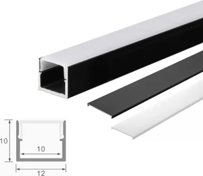 Produktbild von 1m schwarzer Alu Profile Alu Schiene LED Kanal System für LED-Streifen inkl. schwarz und weiße Abdeckung. Profil A-2