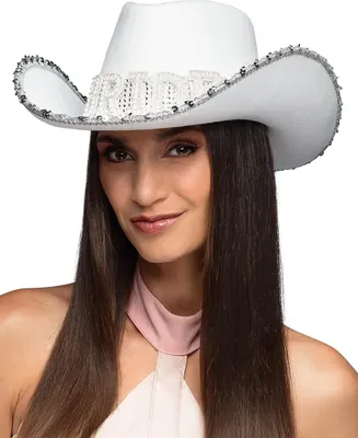 Immagine prodotto di Cappello da sposa bianco - cappello da cowboy alla moda con glitter per JGA, matrimonio e party