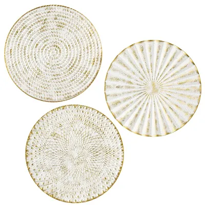 Obrázok produktu pre Omgoods – Súprava 3 boho zlatých nástenných dekorácií – Moderná dekorácia do interiéru