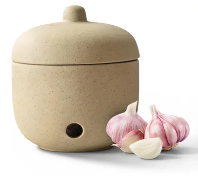 Zdjęcie produktu dla Ceramiczny pojemnik do przechowywania czosnku i cebuli z pokrywką