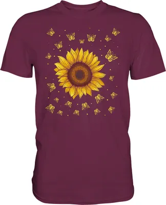 Produktbild von Sonnenblumen Schmetterling Motiv Gärtner Geschenk Garten T-Shirt – Burgundy / S