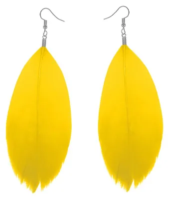 Produktbild von Boho Feder Ohrringe Statement Ohrhänger Bunt Leicht Damen Hippie Schmuck - gelb