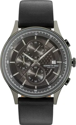 Produktbild von Kenneth Cole New York Herren Uhr Armbanduhr Chronograh Leder KC15101002