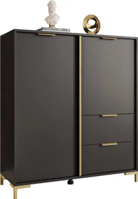 Obrázok produktu pre LARETTO 2D2S vysoká komoda antracit zlaté nohy