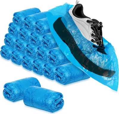 Produktbild von com-four® 200x Einweg Überziehschuhe 3g je Überzieher - Plastik Schuhüberzieher - Einmal-Schuh wasserdicht - Überschuhe in Einheitsgröße
