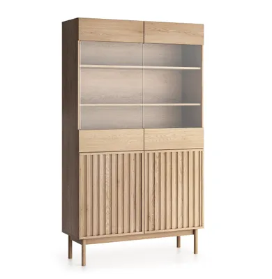 Produktbild von AX LIVING Vitrine Eiche „Santarco W2D“ – 106 cm breit, Eiche Cremona