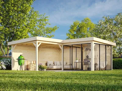 Produktbild von Pavillon Palmako Lenna Slide Plus 24,9 m² Set 712 588 x 588 cm tauchimprägniert braun