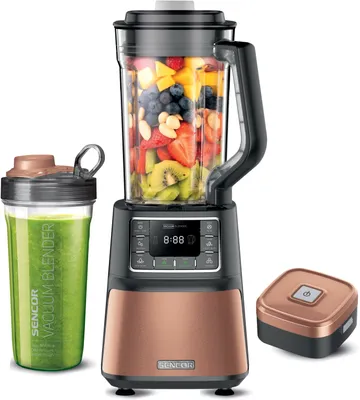 Obrázek produktu pro SENCOR SBU 7676GD Automatický vakuový super mixér, 8 nerez nožů pokrytých vrstvou titanu, 1,5 l mixovací nádoba, 0,7 l nádoba na smoothie, vakuovací jednotka, příkon: 1 500 W