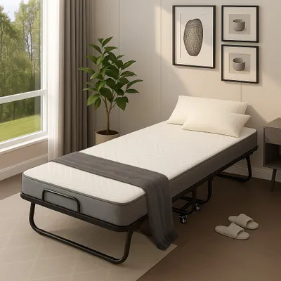 Produktbild von GUNUSS Klappbett Erwachsene Gästebett Klappbar mit13 cm Dicke Matratze 200x90x46cm Reisebett Metallbett einer Tragfähigkeit von 250 kg