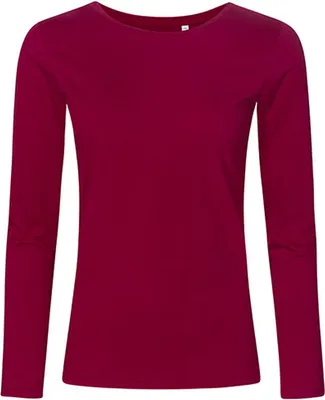 Immagine prodotto di X.O by Promodoro 1565 | Maglietta donna girocollo manica lunga, cotone pettinato - Colore: Berry - Taglia: L
