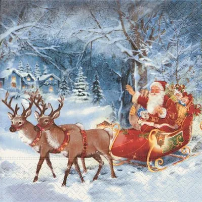 Produktbild von 20 Servietten Santa on tour - Weihnachtsmann auf Reisen 33x33cm