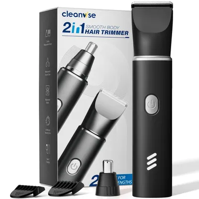 Productafbeelding van Scheerapparaat voor mannen, 2-in-1: scheertrimmer en neustrimmer. Herenapparaat voor intiem gebruik, oplaadbaar. Geschikt voor het scheren van het intieme gebied en het lichaam, zowel nat als droog