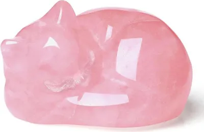 Produktbild von Rosenquarz Katze Figur Schlafende Tierisches Kristall Dekor Statue
