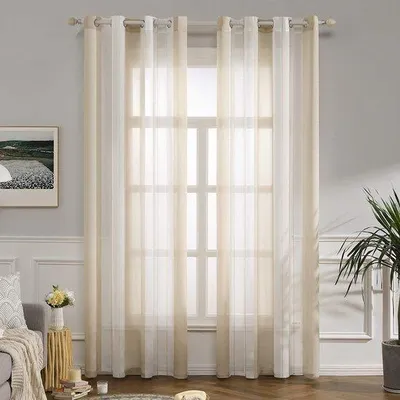 Image de Lot de 2 rideaux blancs transparents, 140 x 260 cm