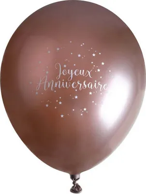 Produktbild von 6 Joyeux Anniversaire Luftballons roségold 30cm