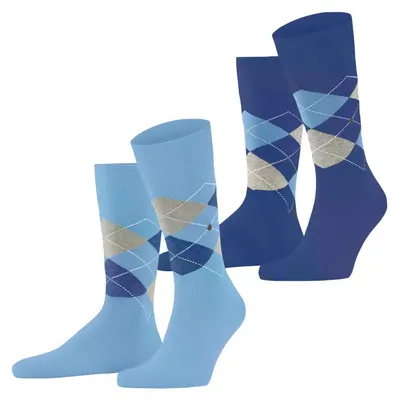 Productafbeelding van Burlington heren sokken, model Everyday Argyle, maat M, katoen, met patroon, 2 paar, blauw