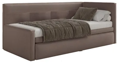 Image de Selsey Nesmi - Lit rembourré avec coffre de rangement, couleur marron clair, dimensions 90x200 cm