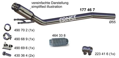 Produktbild von ERNST Abgasrohr Auspuffrohr für VW Transporter V Bus (7HB, 7HJ, 7EB, 7EJ, 7EF, 7EG, 7HF, 7EC) Vorne 177467