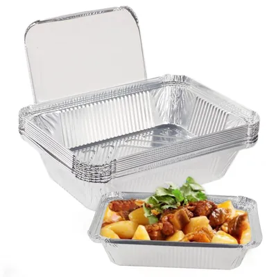 Produktbild von 10 Stück Aluminium-Grillschalen mit Deckel für Kochen und Backen
