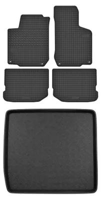 Productafbeelding van Rubberen automatten + kofferbakmat voor Skoda Octavia I 1996-2004 (stationwagen) – 5-delig, zwart, op maat – Wielganizator