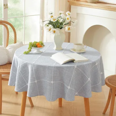 Immagine prodotto di Tovaglia rotonda da 180 cm, lavabile e di elegante colore blu