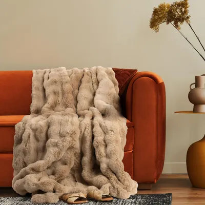 Produktbild von Deko Wohnzimmer Decke Kuscheldecke Tagesdecke Sofadecke Waschbar Schlafzimmer 150x200cm Beige