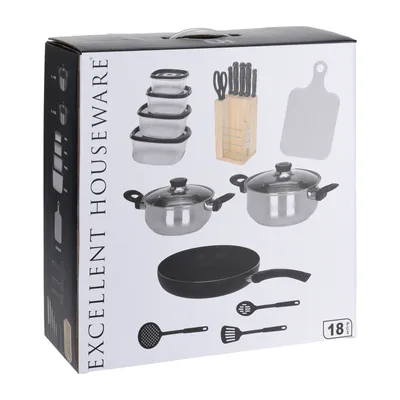 Produktbild von Excellent Houseware 18-teiliges Küchenset - rostfreier Stahl