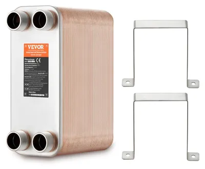 Zdjęcie produktu dla Wymiennik ciepła VEVOR, 127 x 305 mm, 80 płyt, lutowany płytowy wymiennik ciepła, wymiennik ciepła woda-woda z miedzi/316L stali nierdzewnej