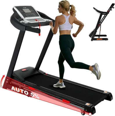 Image de Tapis de course électrique avec une inclinaison de 5%, pliable, vitesse maximale de 16 km/h, moteur silencieux de 3,0 chevaux et 12 programmes