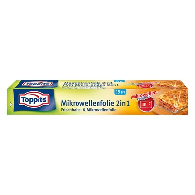 Image de Film alimentaire pour micro-ondes TOPPITS 2 en 1, 15 m x 29 cm
