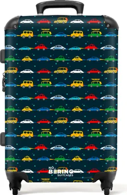 Produktbild von NoBoringSuitcases.com® Großer Koffer - Muster - Jungen - Auto - Sterne - Kombinationsschloss TSA - Hartschalen Trolley 4 Rollen - 72 liter - Reisekoffer - 66 cmKoffer Mittelgroß 67x43x25 cm, 72L,