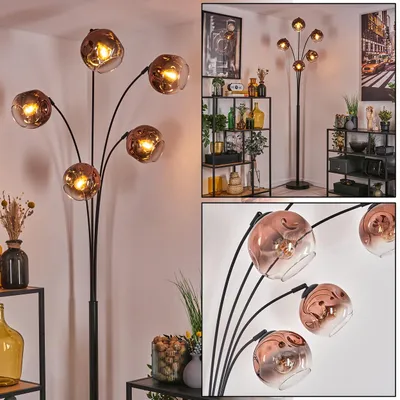 Produktbild von Villamare Stehlampe aus Metall/Glas in Schwarz/Kupferfaben/Klar