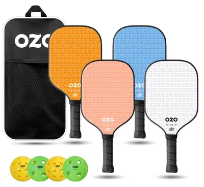 Obrázok produktu pre Sada na pickleball – 4 raketky, 4 loptičky a taška – ideálna pre začiatočníkov, s vysokým výkonom