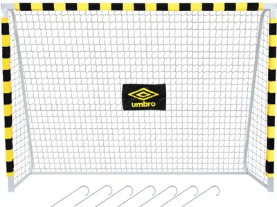 Obrázok produktu pre Futbalová bránka Umbro - futbalová bránka 300 x 200 x 90 cm - futbalová bránka - futbalové bránky na záhradu pre deti a dospelých - futbalové tréningové vybavenie do interiéru aj exteriéru - kovová - čierna/žltá