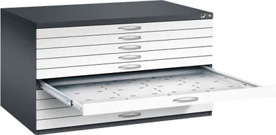 Produktbild von CP 7200 Planschrank schwarzgrau, verkehrsweiß 10 Schubladen 135,0 x 96,0 x 76,0 cm