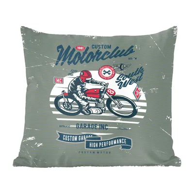 Produktbild von MuchoWow® Zierkissen Sofakissen Wohnzimmer Dekokissen 40x40 cm Motorrad - Helm - Vintage - Foto Kissen - Schlafzimmer Dekoration