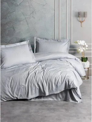 Immagine prodotto di Set biancheria da letto - 1 copripiumino 220 x 240 cm + 2 federe 60 x 60 cm - 100% raso di cotone - Grigio