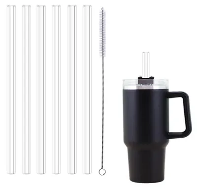 6 Ersatzstrohhalme für Stanley 40oz Tumbler, transparent, Kunststoff