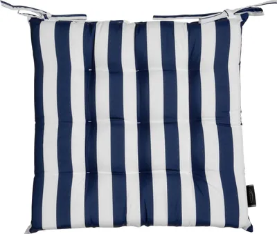 Zdjęcie produktu dla EUROFIRANY | Poduszka do siedzenia - Poduszka na krzesło - GARDEN02 - 40x40 cm - Niebieska w paski - Wodoodporna i wygodna