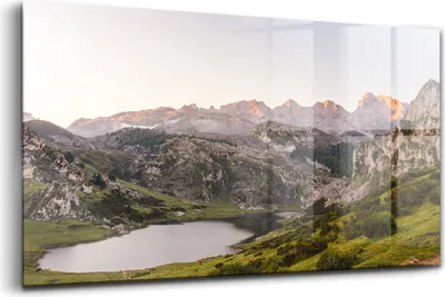 Obrázok produktu pre Obraz z tvrdeného skla - Maľovanie Stien - Temperované Sklo - 120x60 cm - Jazero s pohorím Pyreneje