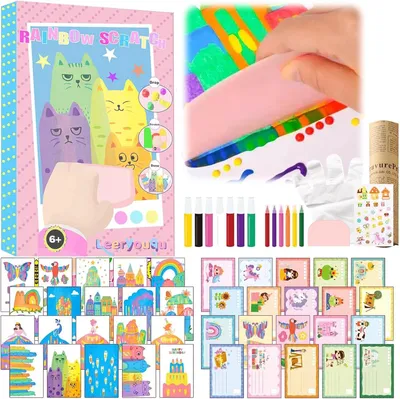 Produktbild von Kratzbücher 20 Sets, für Kinder, Regenbogen Kratzkunst, für Geburtstagsfeier